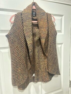 Mossimo Supply Co. Multicolor Brown Knit Sleeveless Cardigan